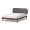 Baxton Studio Penelope Solid Walnut Wood Grey Upholstered King Size Platform Bed 131-7111 - alternate 3